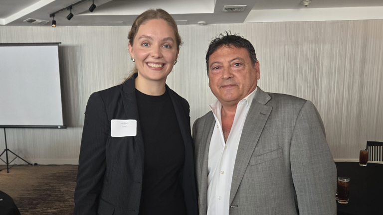 GPEC's Julie Ries with Biltmore Area Partnership President Phil Tibi at the April 2026 BAP luncheon on Greater Phoenix's economic future.
